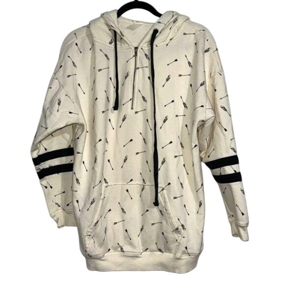 Arrow Print Hoodie With Black Stripes XL